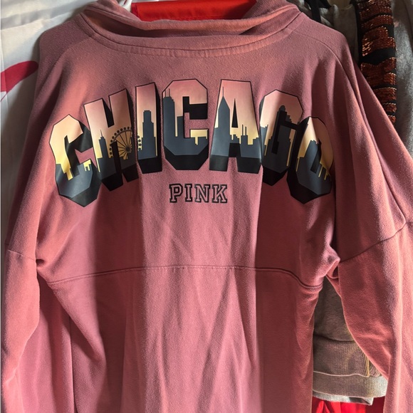 PINK Victoria's Secret Tops - VS PINK 1/2 button up sweatshirt “CHICAGO”